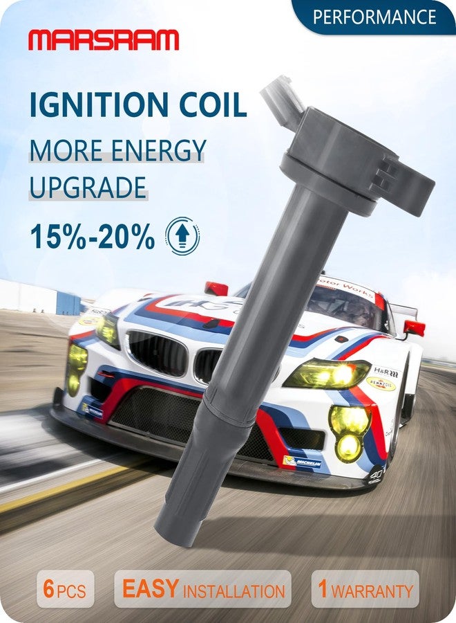 Marsram مجموعة ملفات إشعال Marsram UF487 وشمعات إشعال مزدوجة من الإيريديوم، مناسبة لسيارات تويوتا ولكزس موديلات 2005-2018: كامري، هايلاندر، أفالون، راف فور، سيينا، فينزا، RX350، ES350، RX450h، سعة 3.5 لتر، محرك V6. بديل للأرقام 90919-02251 و90919-A2002 (6 قطع). - Image 4